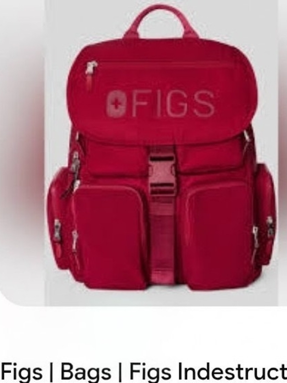FIGS Red Tactical Backpack with Front Buckle